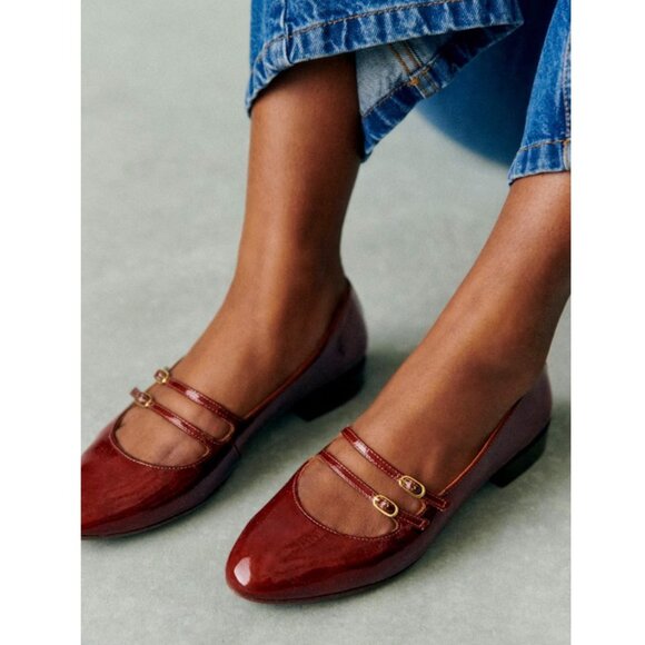 Sézane Ninon Low Ballerinas / Size 38 / US 7 / Patent Mahogany - Picture 2 of 9